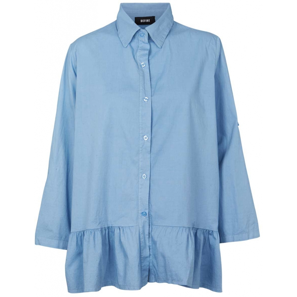 Blå Define skjorte med flæse nederst | Smart og moderne til god pris