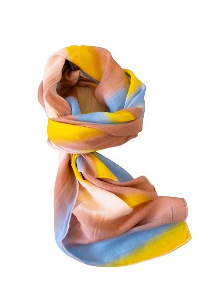 Janne K tørklæde i silke og bomuld gul-brun