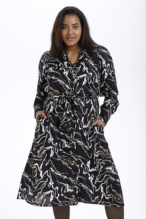 Långiver salami have tillid Kaffe curve Mariel kjole langærmet med læg - Duse Design