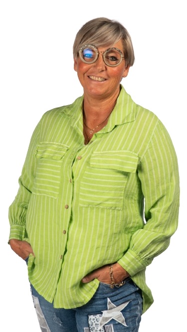 Janne K skjorte hør stribet hvid-grøn